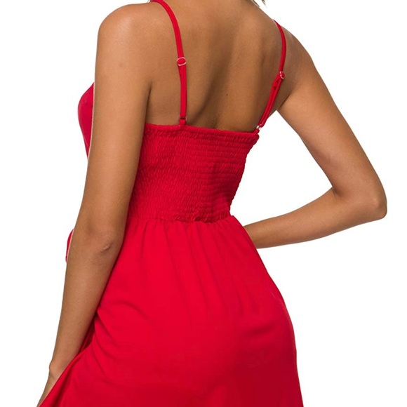 Red Summer Ruffle Dress - Picture 3 of 11